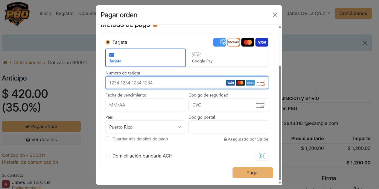 Pagos en linea para sistemas deportivos